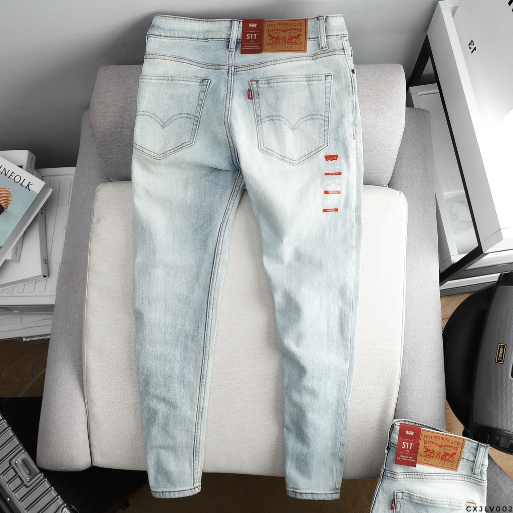 Quần jean dài nam VNXK Levi, chất jean chính phẩm, dày dặn, form slim fit 002