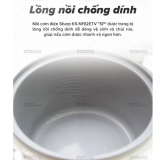 [HỎA TỐC] Nồi cơm điện Sharp KS-N192ETV SP - Dung tích 1.8 Lít - Hàng chính hãng