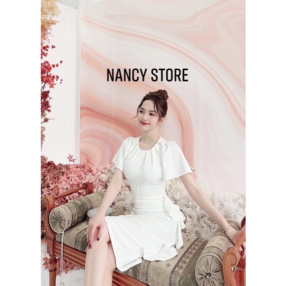 Đầm nữ đầm dự tiệc trắng cổ tròn, xếp ly eo điệu đà, sang chảnh | BigBuy360 - bigbuy360.vn