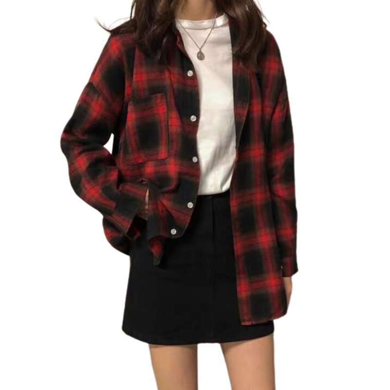 Áo Sơ Mi Tay Dài Dáng Rộng Họa Tiết Kẻ Sọc Cỡ Lớn Thời Trang Công Sở Cho Nữ