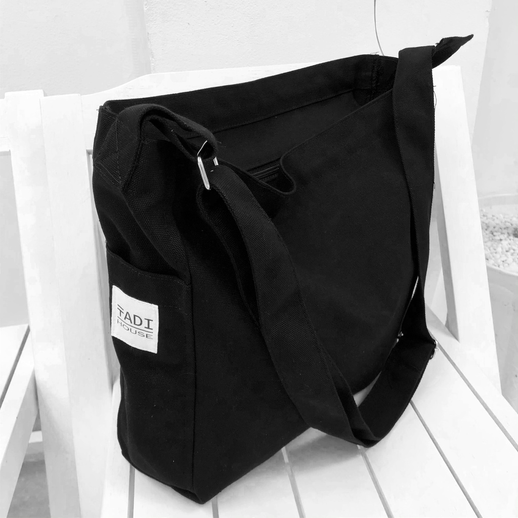 Túi vải đeo chéo unisex vải canvas mộc Tadi House