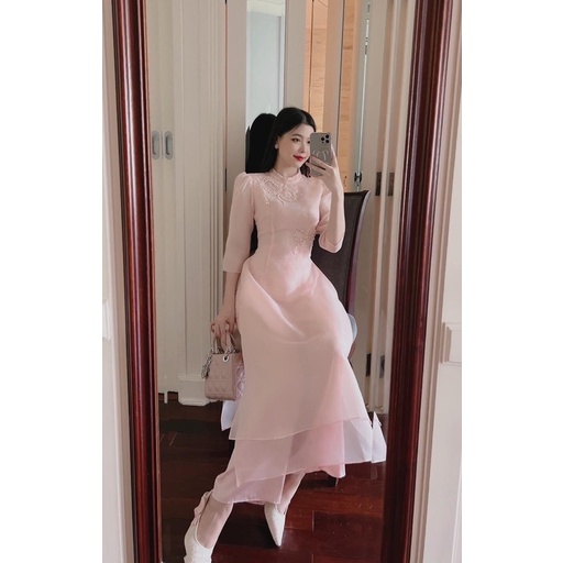 ÁO DÀI THIẾT KẾ ĐÍNH KẾT NƠ THỦ CÔNG SIÊU HÓT