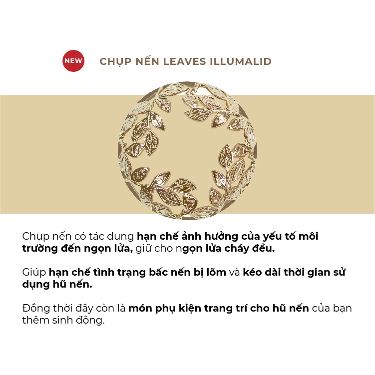 Chụp nến trang trí - Antique Gold Leaves