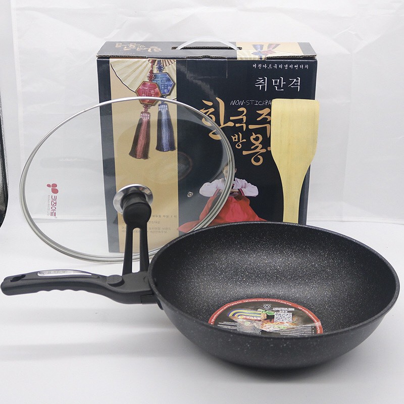 Hàn Quốc Chảo chống dính Kim loại 32cm Maifan Stone Wok Chảo gia dụng không khói