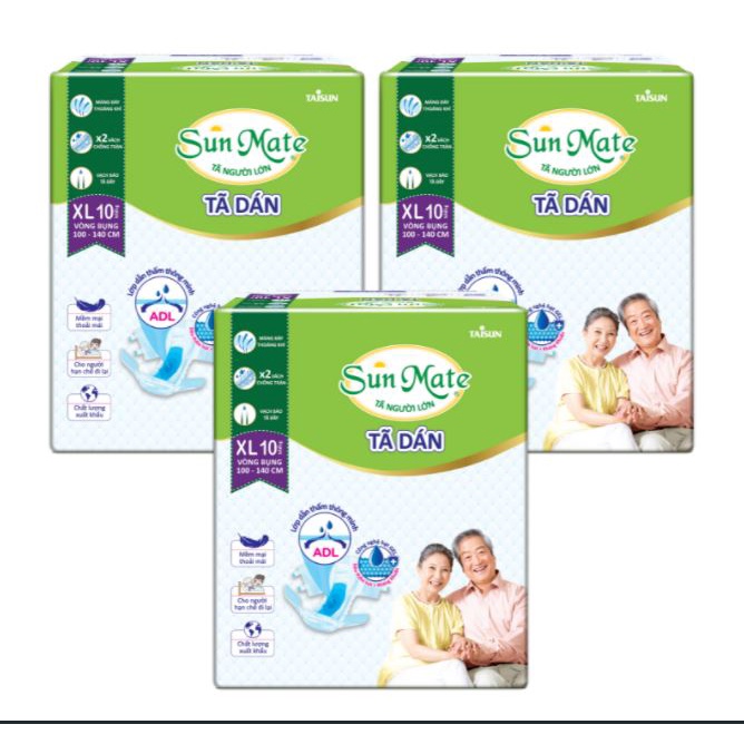 Combo 2 gói tã dán người lớn Sunmate size XL10