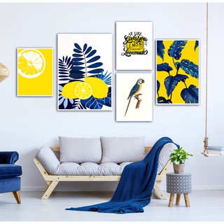 Bộ tranh canvas 5 bức Sắc màu Nhiệt Đới Yellow and Blue