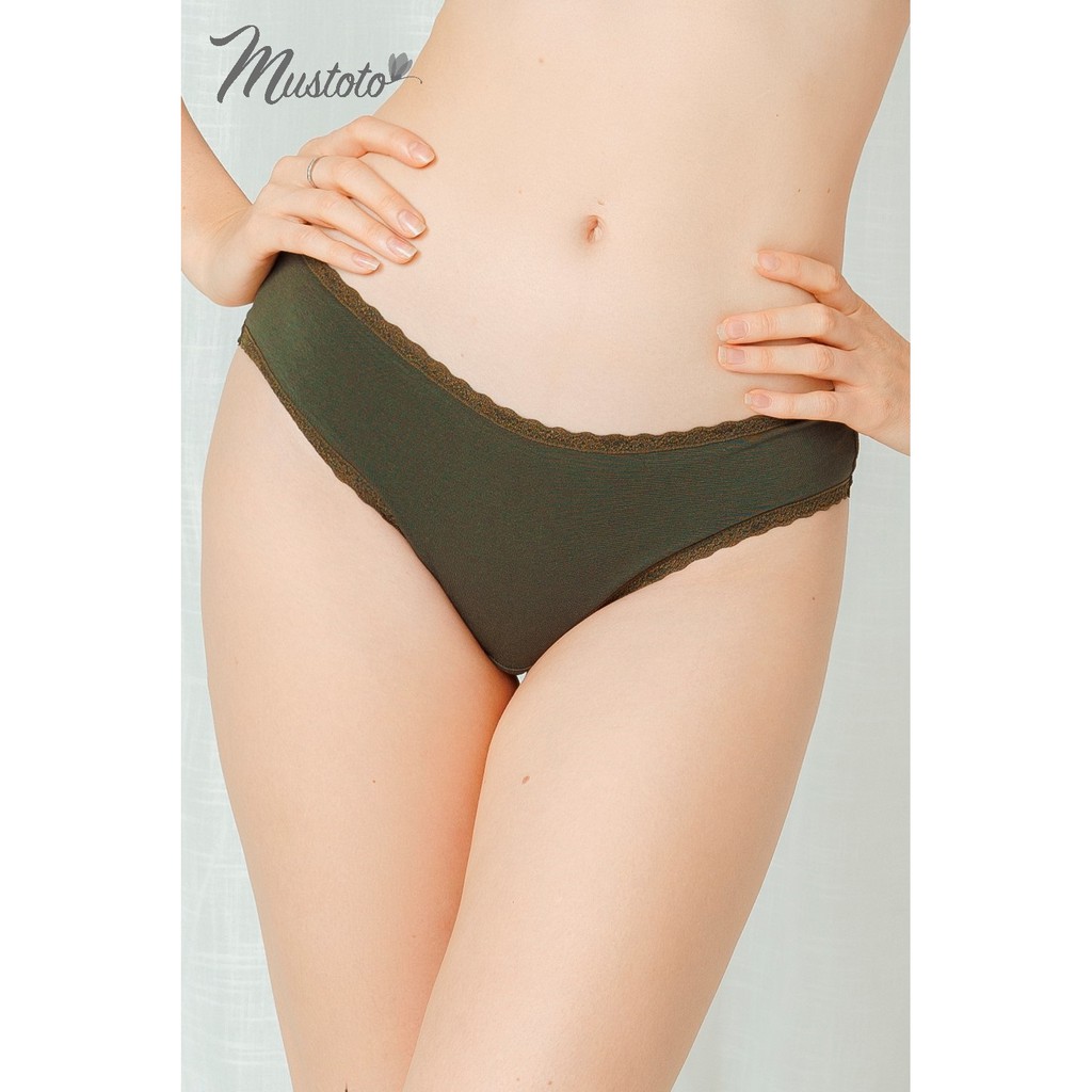 Combo 4 Quần Lót Nữ Trơn Cotton Organic Viền Ren Lưng Thấp Michelia (Mustoto MQ17)