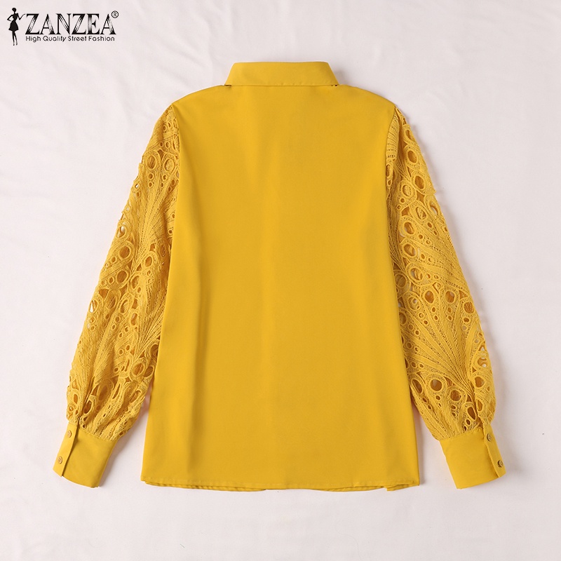 Zanzea Áo Sơ Mi Nữ Dài Tay Cổ Bẻ Form Dài Rộng Thời Trang Hàn