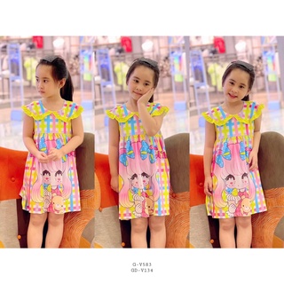 Đầm caro sát nách 3D bé gái