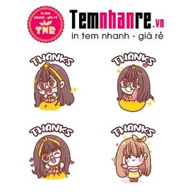 Combo 500c Tem Nhãn Dán Sticker, Nhãn Dán Decal Thank You Temnhanre.vn Chibi cute