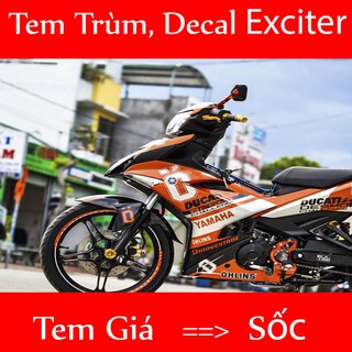 Tem Trùm Decal Xe Exciter 150 Cam Đen Cá Tính