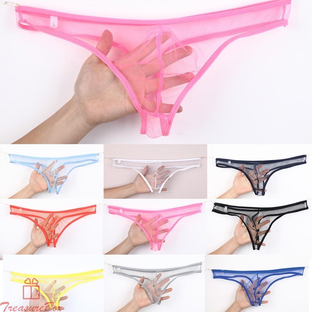 Men\'s Briefs Sexy Thong Comfortable Low-Waist Pouch See-Through Underwear