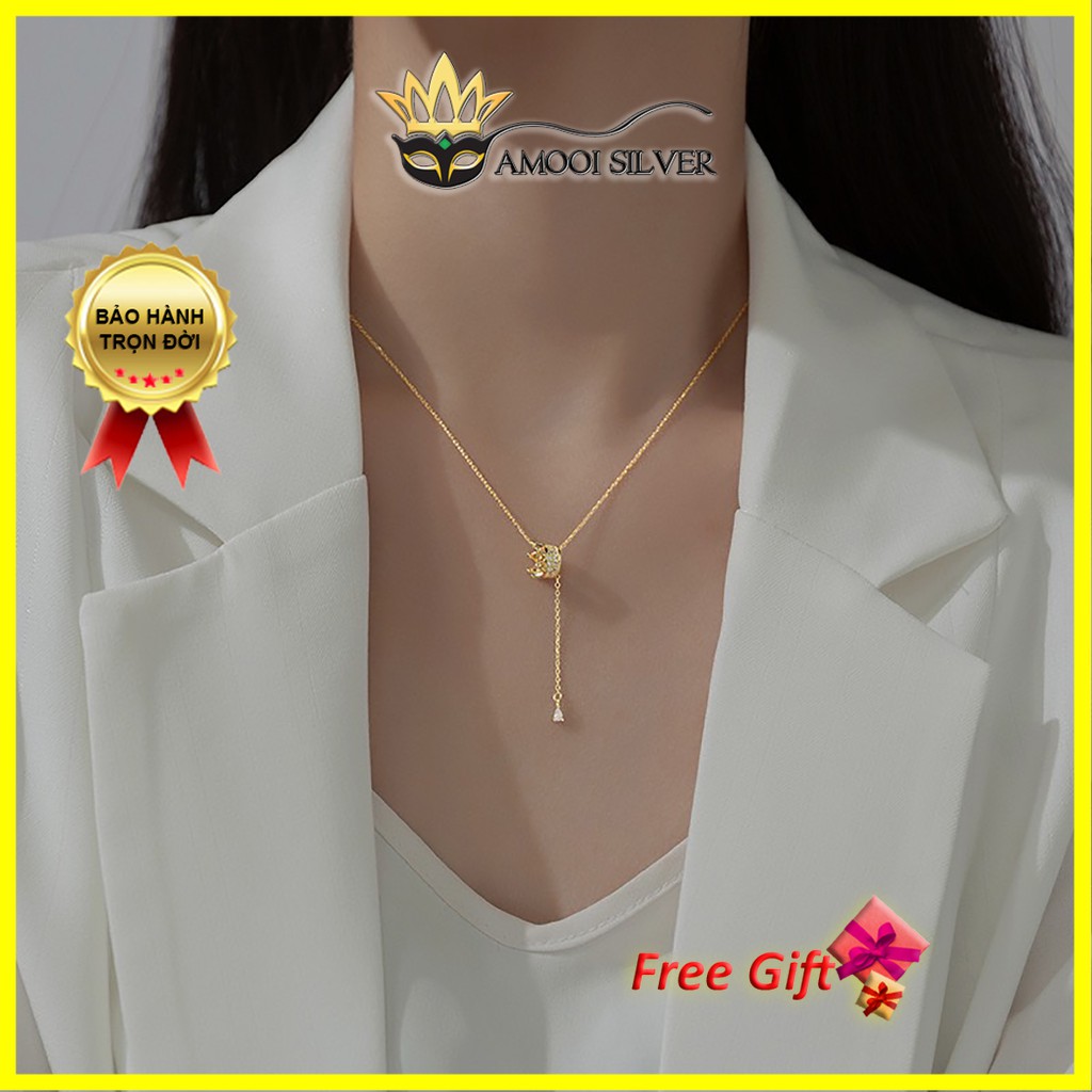 Dây chuyền bạc S925 vương miện tua rua - Amooi Silver AD151