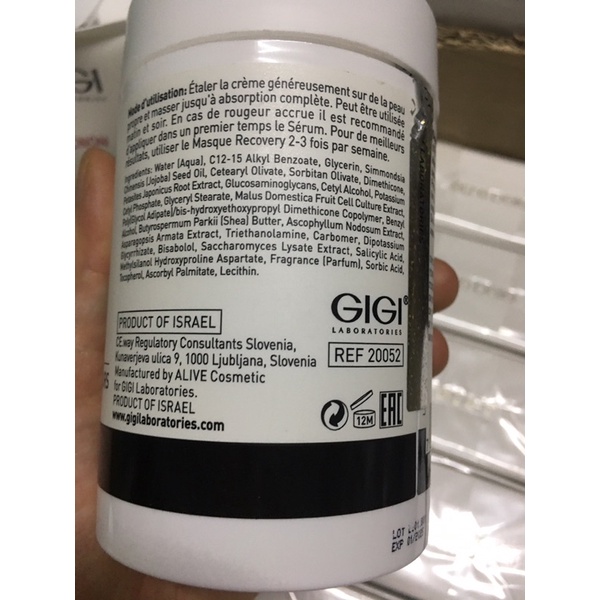 Kem dưỡng gigi recovery phục hồi, làm dịu da bị kích ứng, da bong tróc đỏ rát sau xâm lấn hoặc treatment