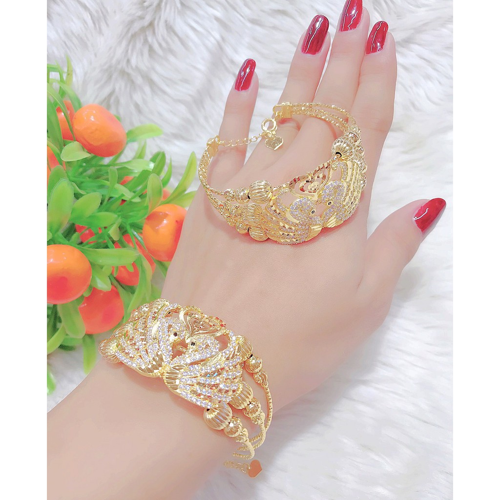 [ Hàng mới về ]  Vòng tay nữ mạ vàng 18k chim thiên nga - Mang đi chơi, đi tiệc rất đẹp nhé quý khách