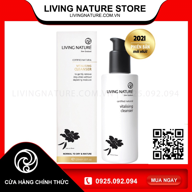 [Official Store] Sữa rửa mặt nhẹ dịu cho da thiên khô Living Nature Vitalising Cleanser 120ml