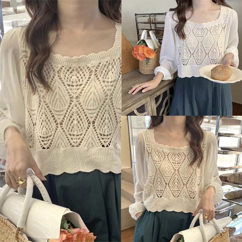 Áo Croptop Chiffon Dài Tay Họa Tiết Kim Cương Cho Nữ