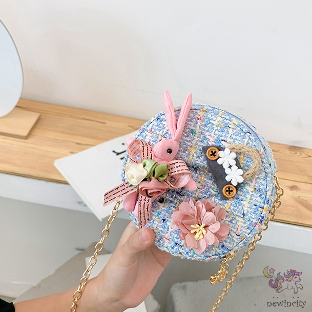 Túi Đeo Chéo Trang Trí Hoa Đáng Yêu Cho Bé Gái