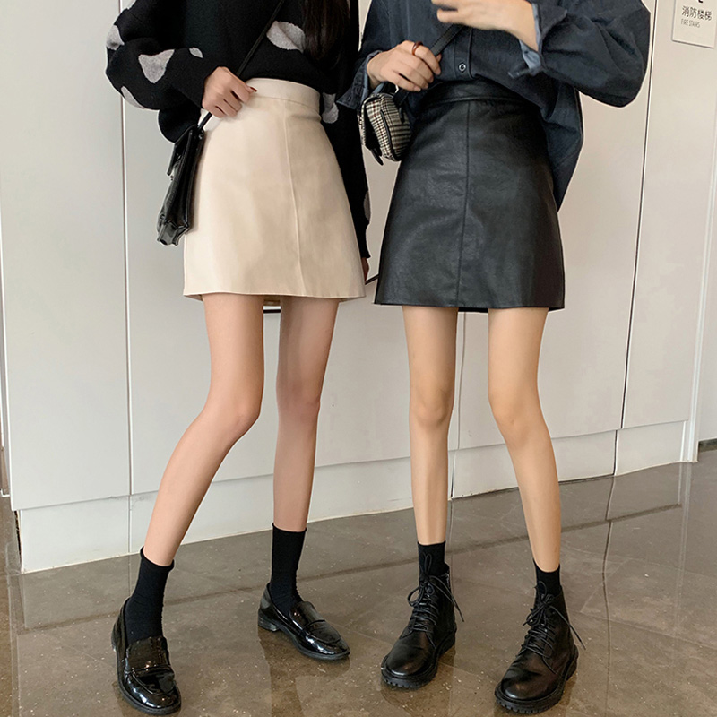 Xiaozhainv Chân Váy Da Trơn Màu Dáng Chữ A Phong Cách Hàn Quốc | BigBuy360 - bigbuy360.vn