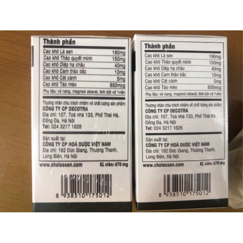 Viên uống CHOLESSEN - Hỗ trợ giảm Cholesterol máu, người bị gan nhiễm mỡ