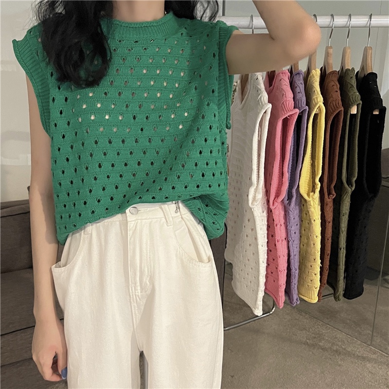 Áo ba lỗ XIAOZHAINV đan len phong cách retro Hàn Quốc 8 màu thời trang cho nữ