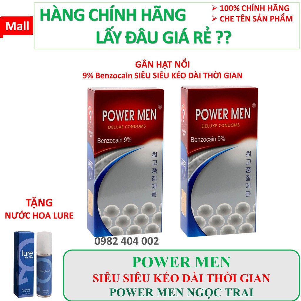 [BAO CAO SU POWERMEN] COMBO 24 Bao cao su gân gai nổi siêu kéo dài thời gian POWER MEN NGỌC TRAI