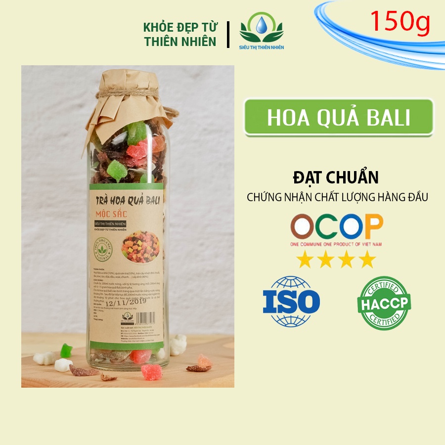 Trà hoa quả Bali Mộc Sắc lọ thủy tinh cao cấp, trà trái cây sấy lạnh của Siêu Thị Thiên Nhiên