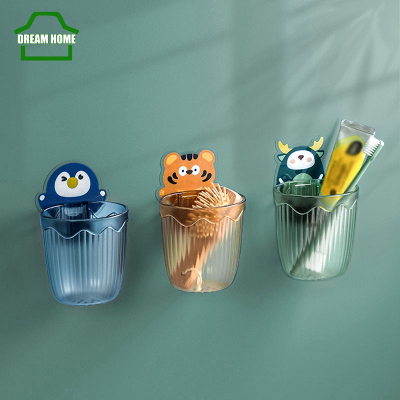 Hộp Đựng Bàn Chải Đánh Răng / Lược Gắn Tường Nhà Tắm Kiểu Hoạt Hình Dễ Thương
