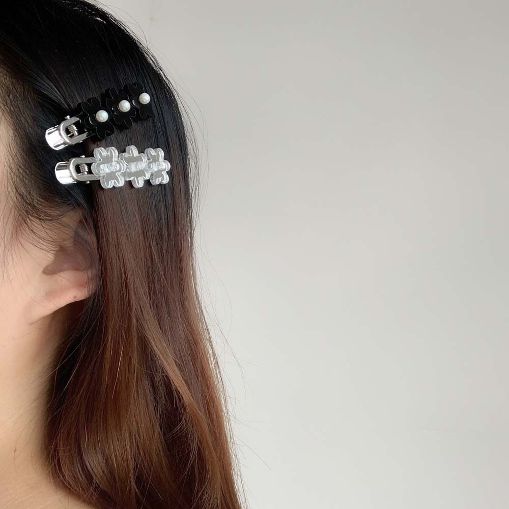 Kẹp Tóc Hình Hoa Trong Suốt Đính Ngọc Trai Dễ Thương Dành Cho Nữ
