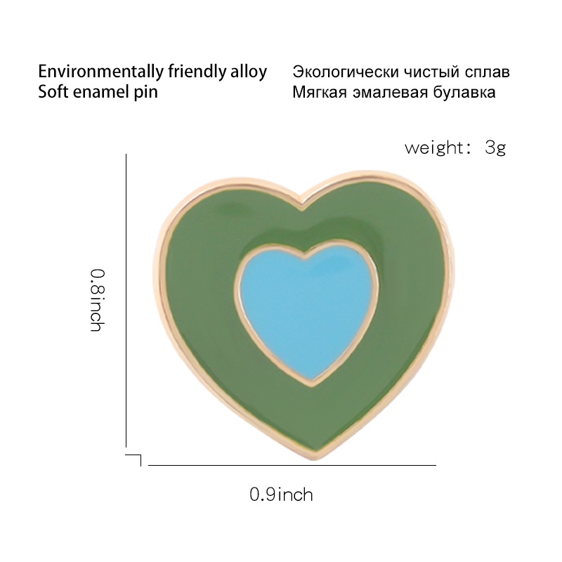 Ghim cài áo QIHE JEWELRY hình trái tim với 4 màu tùy chọn
