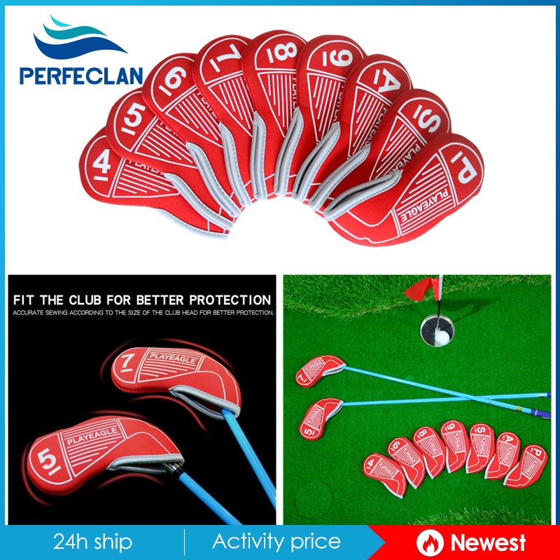 Set 9 Vỏ Bọc Bảo Vệ Đầu Gậy Đánh Golf Bằng Cao Su Tổng Hợp