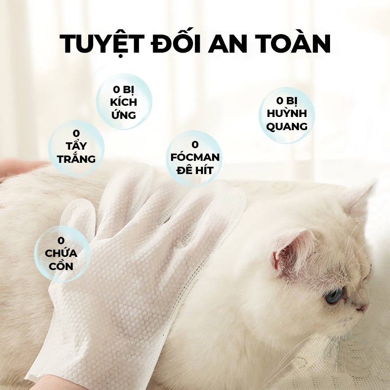 Găng tay tắm khô cho thú cưng, tắm khô cho chó mèo - Pet Clean Gloves