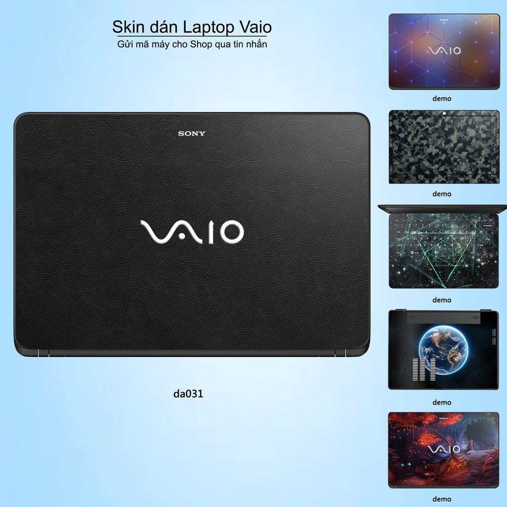 Skin dán Laptop Sony Vaio in hình Vân Da Bò Đen - Da031 (inbox mã máy cho Shop)