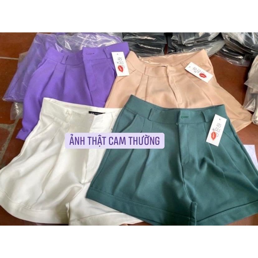 Quần Short Nữ Gập Gấu ❤️ Quần đùi trơn nữ 5 màu trơn ĐEN | BE | TRẮNG | TÍM | XANH - Quần cạp khuy ❤️