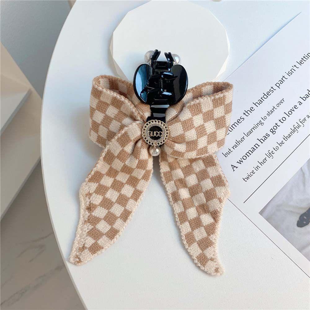 Kẹp Tóc Hình Nơ / Cá Mập Họa Tiết Kẻ Ô Cổ Điển VANES1 Dành Cho Bạn Nữ