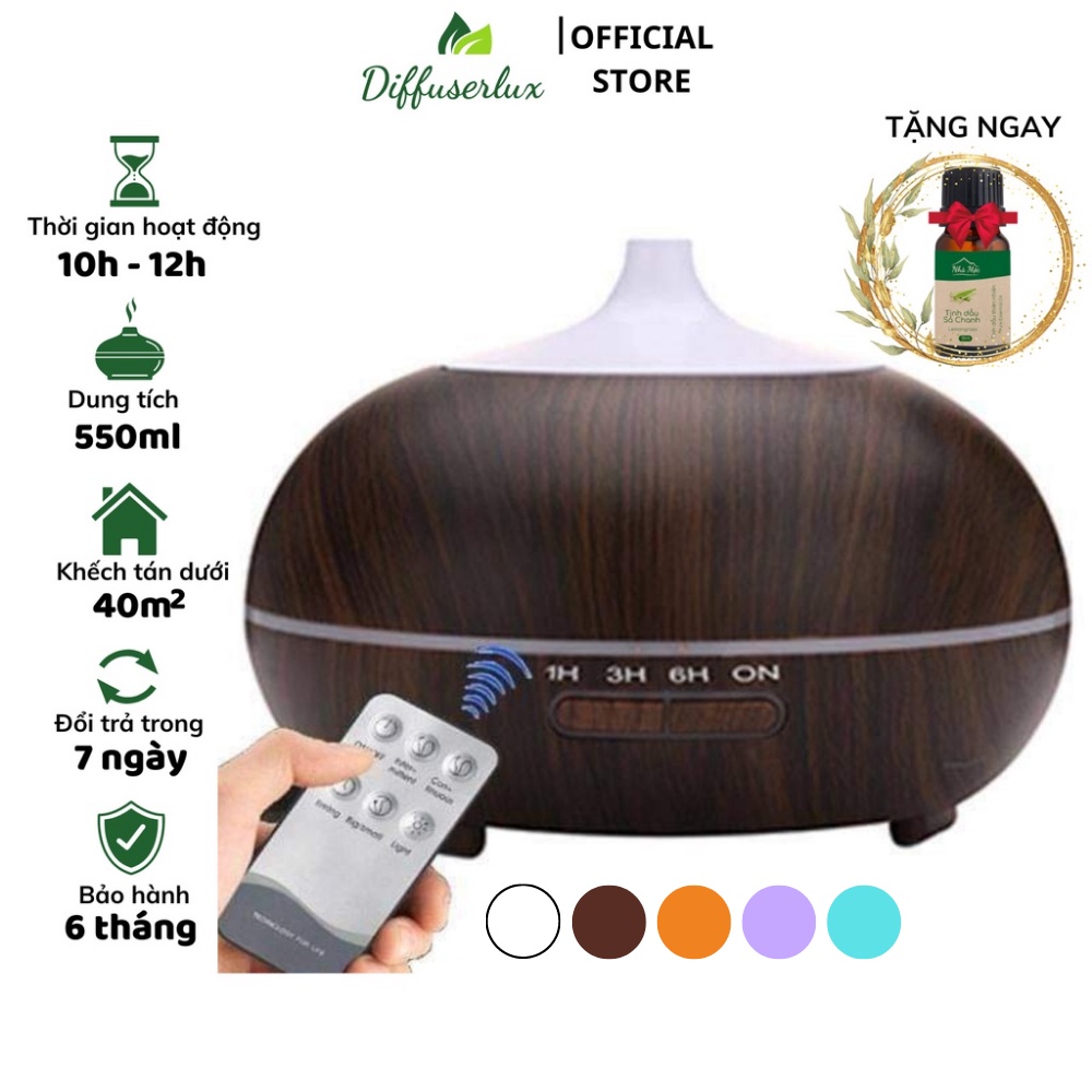 Máy xông tinh dầu bí ngô 550ml có đèn led 7 màu khuếch tán phun tinh dầu - DIFFUSER LUX