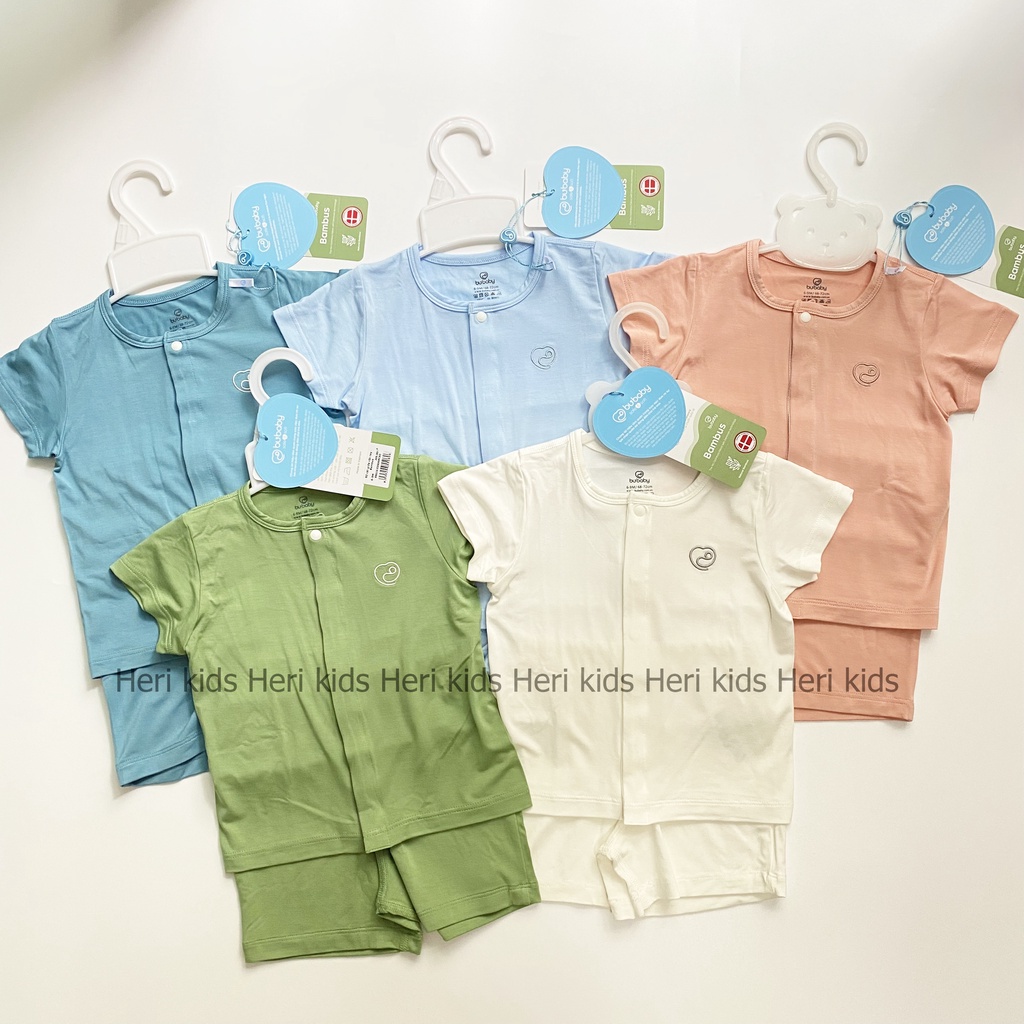 Bộ cộc tay Cài giữa sợi tre Bambus BU cho bé từ 3M đến 12M