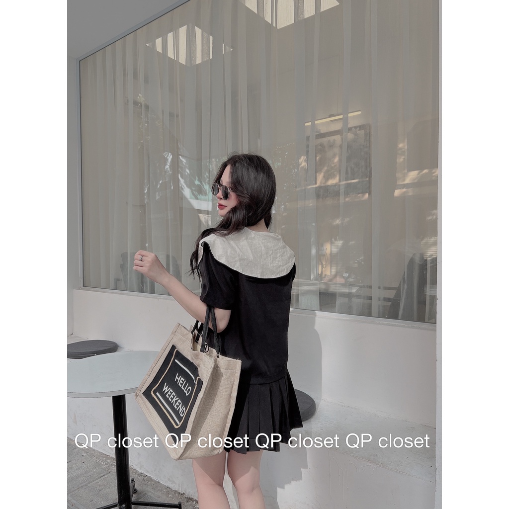 Set bộ cổ bèo nắp túi cúc bọc phối viền BN139