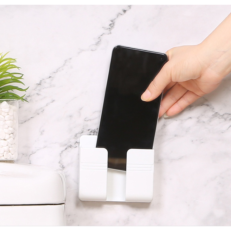 Giá đỡ dán tường treo remote máy lạnh đa năng, kệ treo sạc điện thoại, đầu dây điện tiện lợi