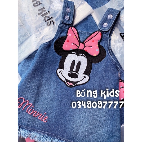 Yếm Váy Bé Gái Minnie Denim Xanh Mài PR