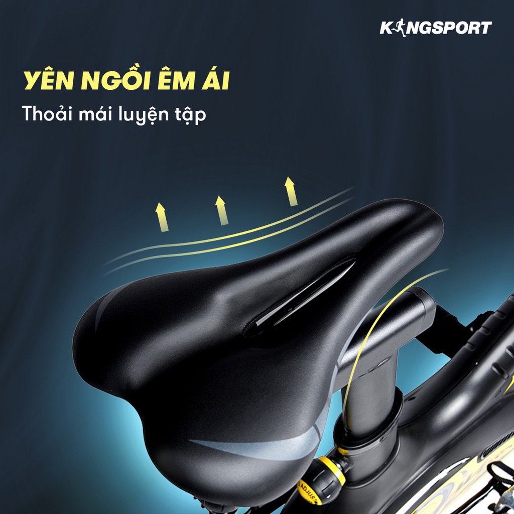 Xe đạp tập thể dục tại nhà Kingsport BK-5804 tải trọng tối đa 150kg, có đồng hồ thông minh đo thông số khi tập luyện