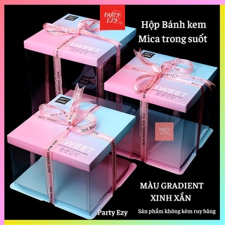 (không kèm ruy băng) HỘP BÁNH KEM MICA TRONG SUỐT MÀU LOANG GRADIENT