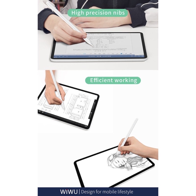 Bút cảm ứng Wiwu Pencil Pro chuyên dụng cho Tablet iPad Gen 10 10.9 / 2022, 11 inch M1 / M2 chống tì tay , vẽ nét đậm