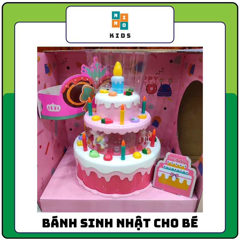 Đồ chơi bánh sinh nhật cho bé trai gái có đèn, bánh gato sinh nhật đồ chơi giá rẻ cho trẻ em, bánh kem đồ chơi mini