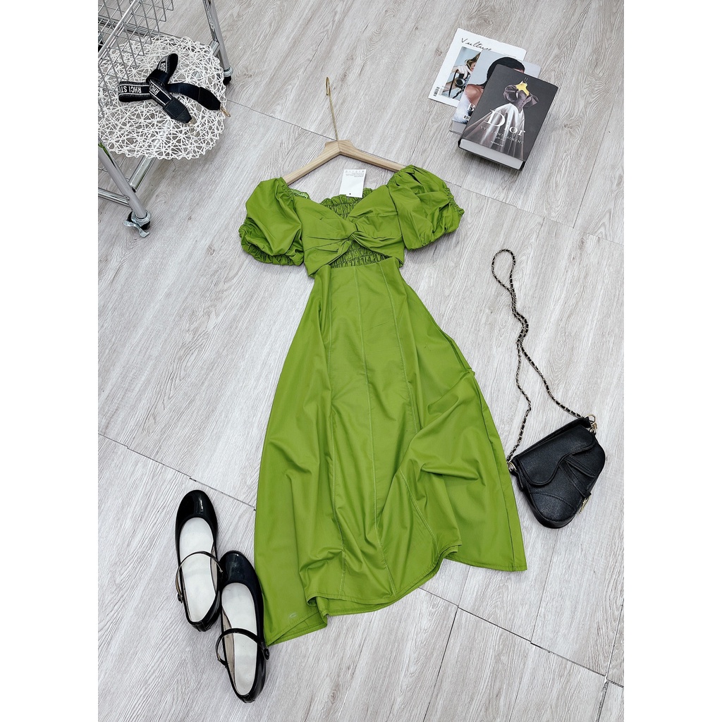 [ 𝐅𝐑𝐄𝐄 𝐒𝐇𝐈𝐏 ]  VÁY NỮ RÚM NGỰC TAY BỒNG HỞ EO ĐẦM MAXI