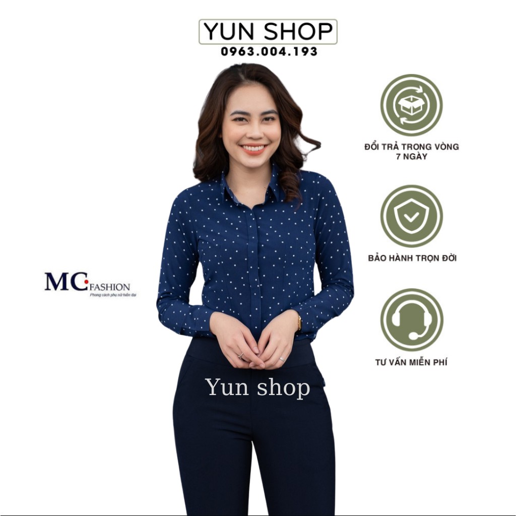 Áo sơ mi công sở chấm bi - MC Fashion A0284  (2 màu : tím than, trắng )