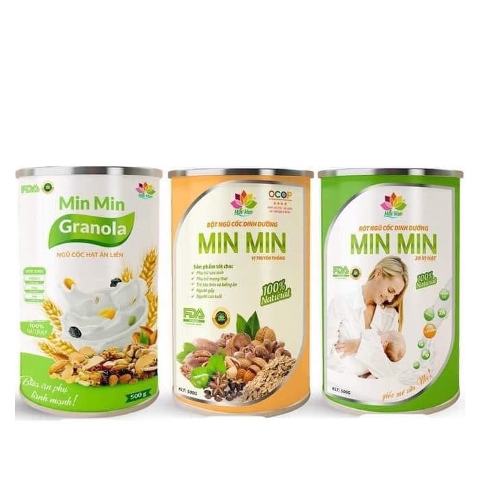 Bột Ngũ Cốc Dinh Dưỡng MIN MIN Hộp 500g [Combo 5kg giá sỉ]- Lợi sữa, bổ sung dinh dưỡng cho Mẹ Bầu và sau sinh