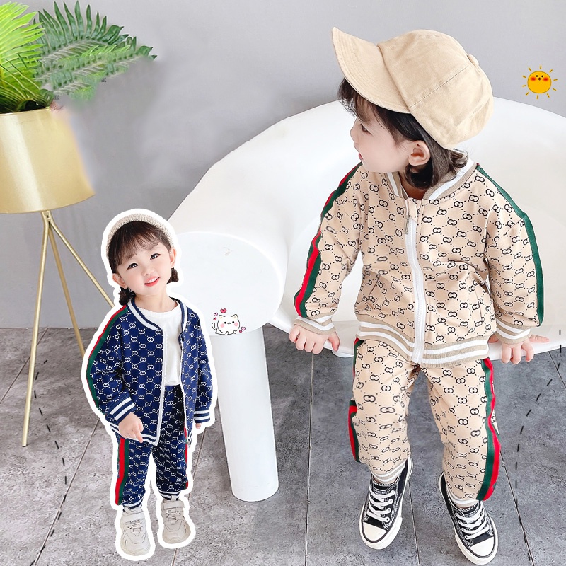 Set Đồ Thể Thao 2 Món Áo Khoác Cotton Có Khóa Kéo + Quần Dài Phong Cách Phương Tây Cho Bé Gái