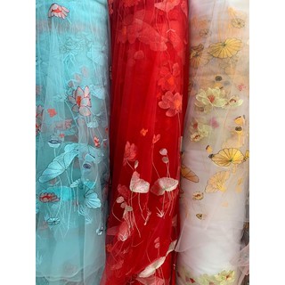 vải lưới thêu
