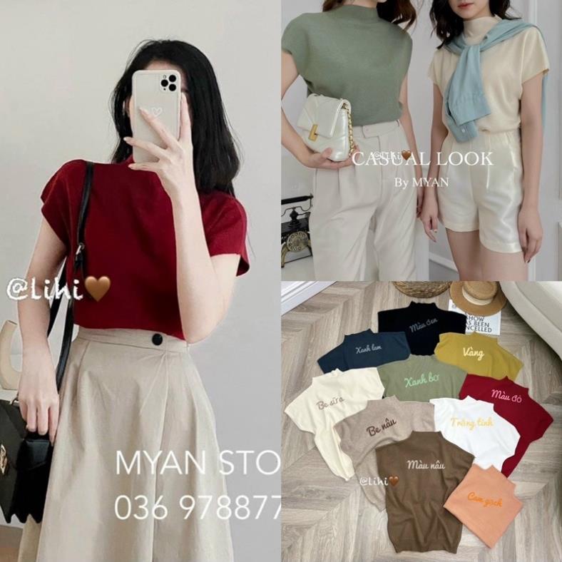 Áo thun dệt kim không tay phong cách Mỹ retro, Áo Dệt Kim Không Tay Cổ Cao Thời Thượng Thời Trang Mùa Thu Cho Nữ